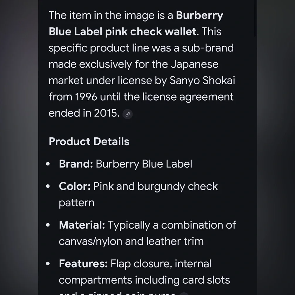 Burberry Blue Label Pink Nova Check Plaid Trifold Wallet with Kisslock Closure